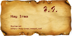 Hay Irma névjegykártya